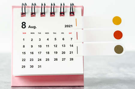 The Mini Calendar August 2021 with sticky note.