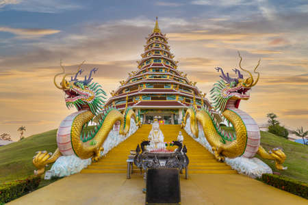 Huai Pla Kung Temple is a temple with Thai-Chinese buildings, Chiang Rai, Thailand.の写真素材