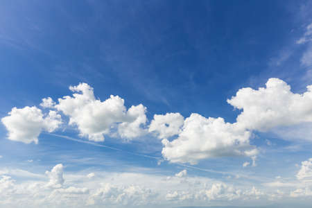 blue sky background with tiny clouds.の写真素材
