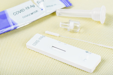 Rapid kits of Covid-19 Ag test seen, Medical concepts.の写真素材