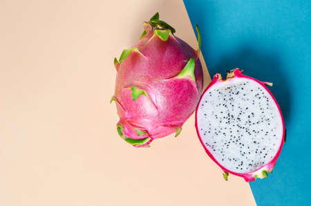 Fresh dragon fruit slice on beautiful background.