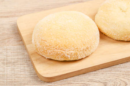 Homemade bread with cream and sugar on top