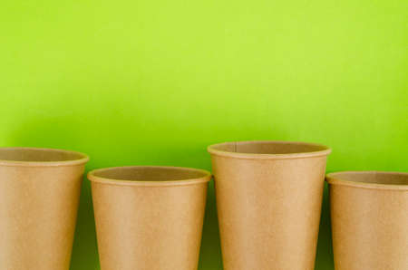 Brown paper drink glass disposable. Eco friendly concepts.の写真素材