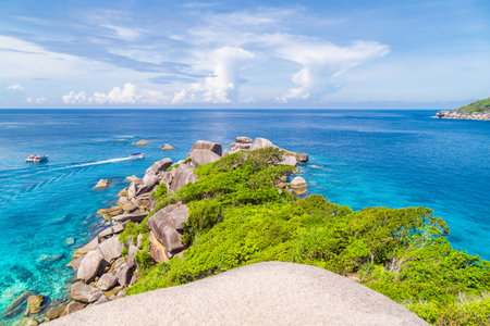 View Point at Similan island, Warm and clear azure ocean waters, Phuket, Thailandの写真素材