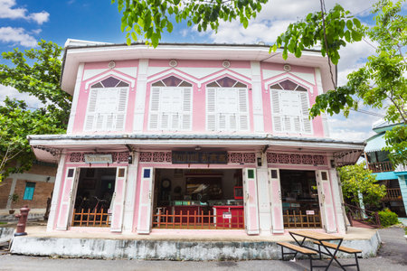 The Nonthaburi, Thailand 14 May 2022: View of the colorful building at the Chomchei cafe village just outside the city center at Nonthaburi Province, Thailand.のeditorial素材