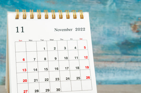 The November 2022 Monthly desk calendar for 2022.の写真素材