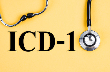ICD-10 or International Classification of Diseases and Related Health Problem 10th Revision text and medical stethoscope.の写真素材