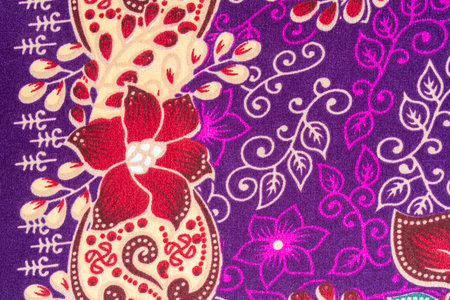 Detailed flower pattern of Indonesian batik cloth.