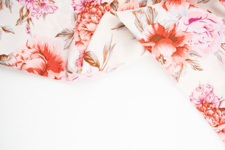 Pattern with simple pretty small flowers on white background, Position with copy space.の写真素材