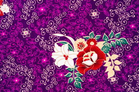 The charm of batik with various patterns and colors with floral motifs.の写真素材