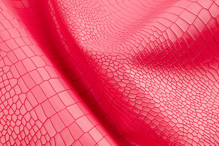 Red color artificial crocodile leather texture as background.の写真素材