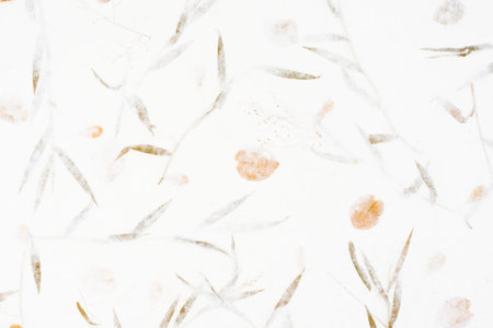 Mulberry paper with flower and leaves texture as background.の写真素材