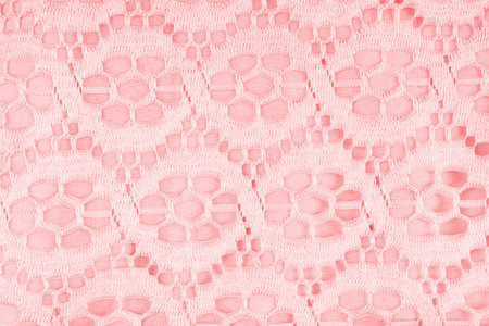 Pink color lace with flower shape texture, Textile background.の写真素材