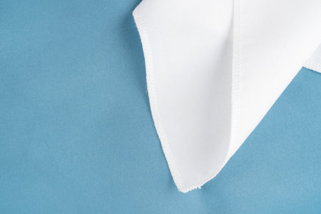 Blue and white color fabric texture background, cotton pattern detail.の写真素材