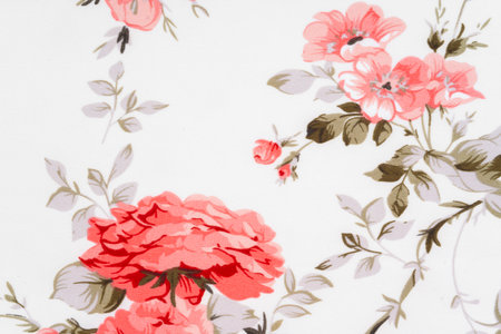 Fragment of colorful retro tapestry textile pattern with floral ornament useful as background.の写真素材