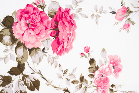 Fragment of colorful retro tapestry textile pattern with floral ornament useful as background.の写真素材