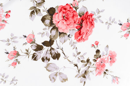 Fragment of colorful retro tapestry textile pattern with floral ornament useful as background.