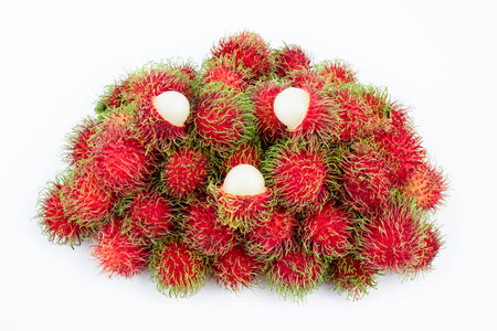 Heap of Rambutan isolated on white background.の写真素材