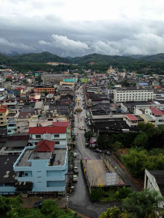 Betong City in the mist Southernmost Point of Thailandの写真素材