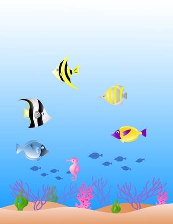 vector illustration of sea life backgroundのイラスト素材