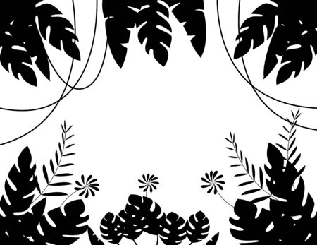 Vector Illustration of Tropical Leaf Background silhouette のイラスト素材