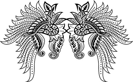 wings with floralのイラスト素材