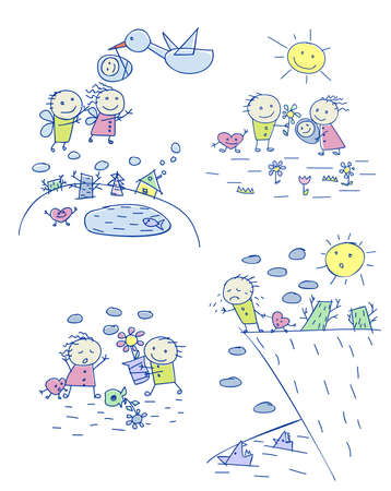  children s drawing of a happy family 	children s drawing of a happy familyのイラスト素材