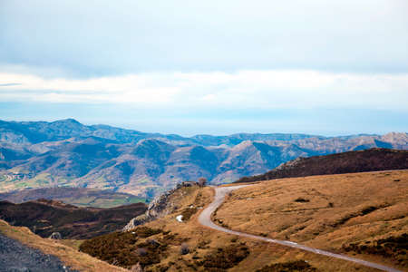 View of mountains landscape. National Park of Picos de Europa, Asturias, Spainの写真素材