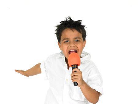 asian boy singingの写真素材