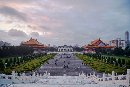 Freedom Square Taiwan Taipei eveningの写真素材