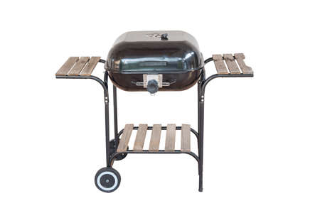 kettle barbecue grill with cover isolated on whiteの写真素材