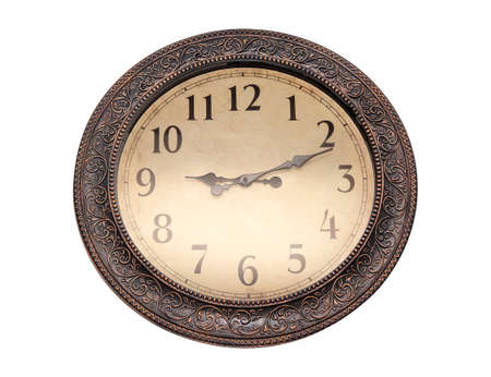 9 o'clock on the white wall clocks. isolated on White Background