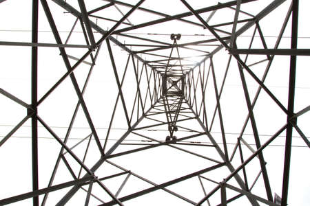 Photos from the bottom corner of the high voltage post or High voltage towerの写真素材