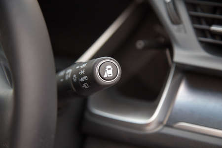 Blind Spot Monitoring system warning light/icon in side view mirror of a modern vehicleの写真素材