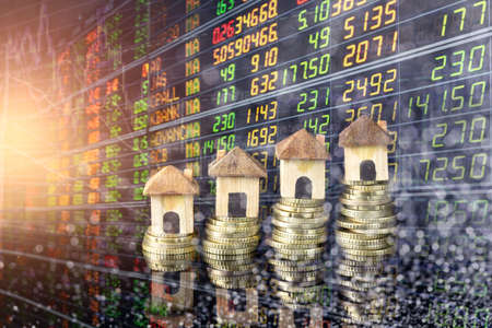 Stock market or forex trading graph and candlestick chart suitable for financial investment concept. Economy trends background for business idea and all art work design. Abstract finance background.の写真素材