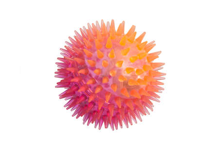 Coronavirus cells or bacteria molecule. Virus Covid-19. Virus isolated on white. Close-up of Flu, view of a virus under a microscope, infectious disease. Bacteria, cell infected organism.の写真素材