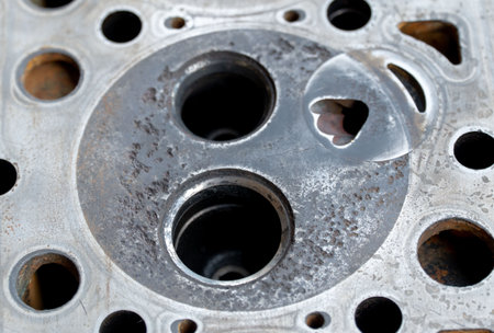 Maintenance inspection of engine valves, engine cylinder head. Repair of engine head and valves....