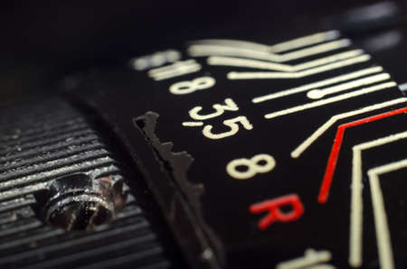 The digital camera lens closeup to design the first pages of magazinesの写真素材