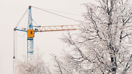 Construction tower crane for the construction of high-rise buildingsの写真素材