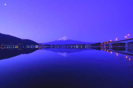 Japan Kawaguchi Lake Mt. Fuji at dawnの写真素材