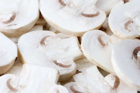 Sliced cup mushroomsの写真素材