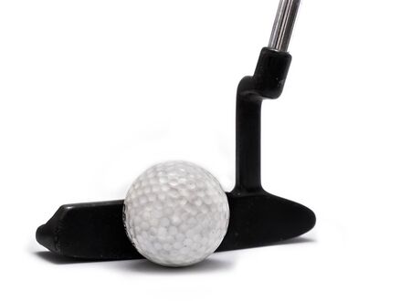 Isolated Putter and Golf Ball on White.の写真素材