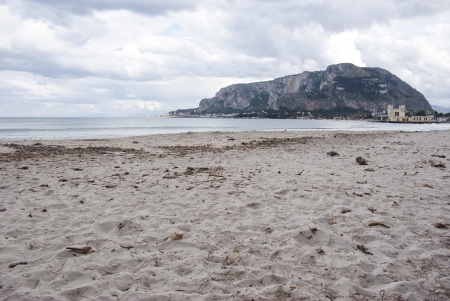 The famous beach of Mondello, in Palermo, Sicilyの写真素材