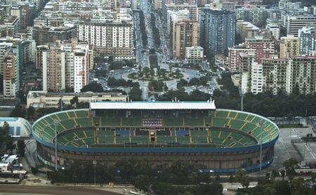 beautiful aerial view of Palermo with its stadium and buildings. Palermo, Sicily, Italyのeditorial素材