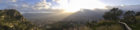 beautiful view of the city of Palermo at sunsetの写真素材