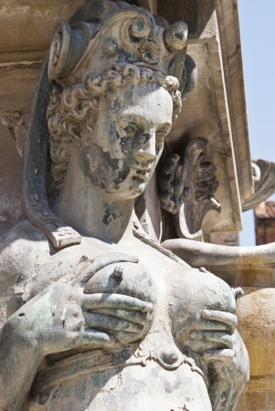 Detail of Neptune Fountain in Bologna.  Italyの写真素材