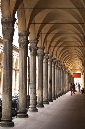 An antique porch in Bologna. Italyの写真素材
