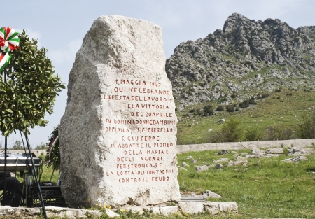 PIANA DEGLI ALBANESI - MAY 01: march that from Piana degli Albanesi will end at Portella della Ginestra, site of the massacre of farm laborers and workers, in Piana degli albanesi, Sicily, Italy on May 01, 2013のeditorial素材