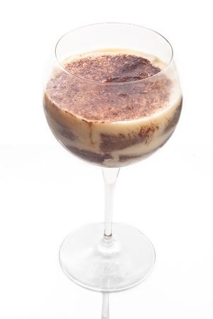 Tiramisu - Italian layered dessert, consisting of the following ingredients: mascarpone cheese, coffee (usually espresso), eggs, sugar and biscuits Savoyardy. Typically, dessert sprinkled cocoa powderの写真素材