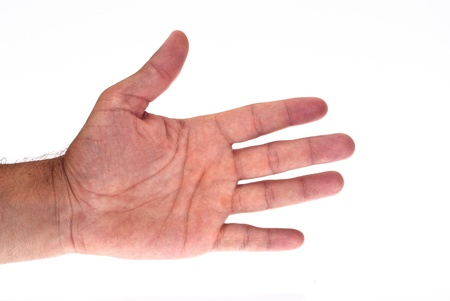 open hand isolated on whiteの写真素材